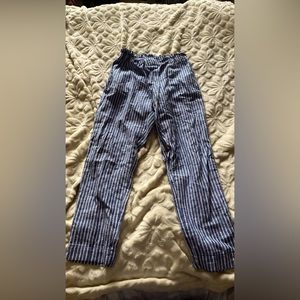 Blue Linen Striped pants
